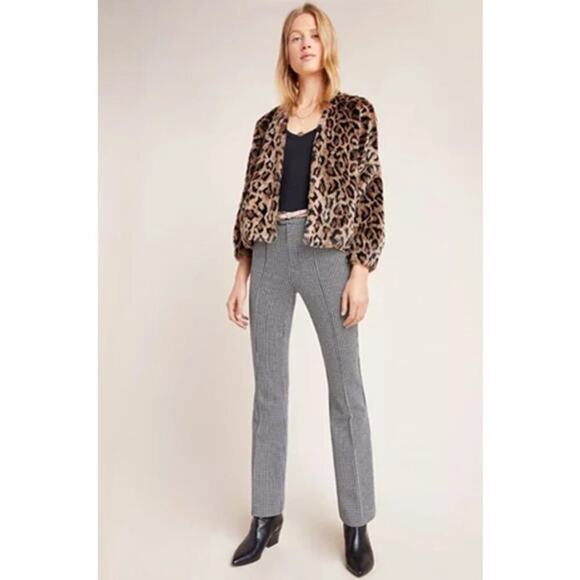Anthropologie Houndstooth The Essential Trouser Black/White Size 6 - Picture 4 of 8
